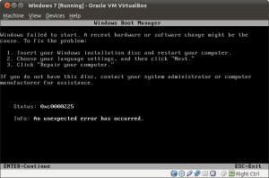 VirtualBox - Windows 7 error